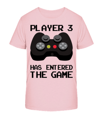 Player 3 Entered The Game - Kid's Organic T-Shirt Stanley Stella 2.0 - Pink - Front