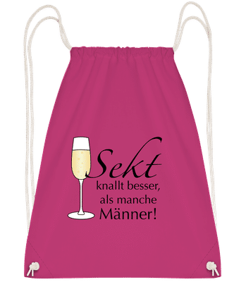 Sekt Knallt Besser, Als Manche M - Turnbeutel - Magenta - Vorn