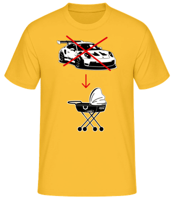 Porsche vs stroller pram - Men's Basic T-Shirt - Golden yellow - Front