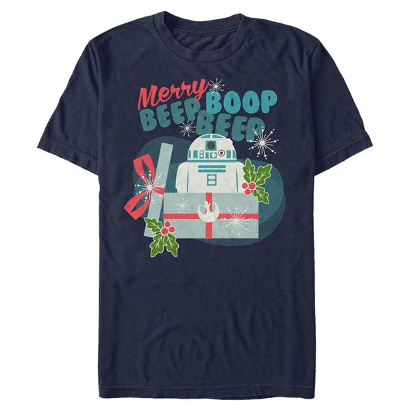 Aperçu: Star Wars - R2-D2 Beep R2 Merry - Christmas - Homme T-shirt - Bleu marine - Devant