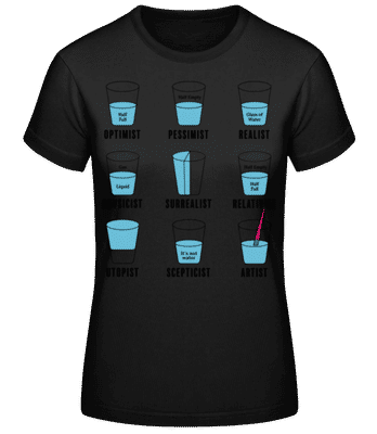 Optimist Pessimist - Dámské basic tričko - Černá - Napřed