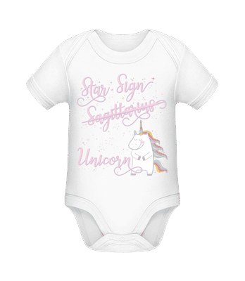 Star Sign Unicorn Sagittarius - Organic Baby Body - White - Front
