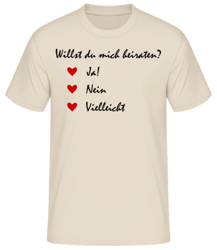 Vorschau: Heiraten? Ja, Nein, Vielleicht - Männer Basic T-Shirt - Creme - Vorne