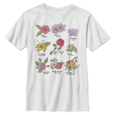 Disney - Princesses Disney - Skupina Princess Flowers - Enfant T-shirt - Blanc - Devant