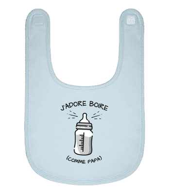 J’adore Boire Comme Papa - Bavoir Bébé bio - Bleu clair - Devant