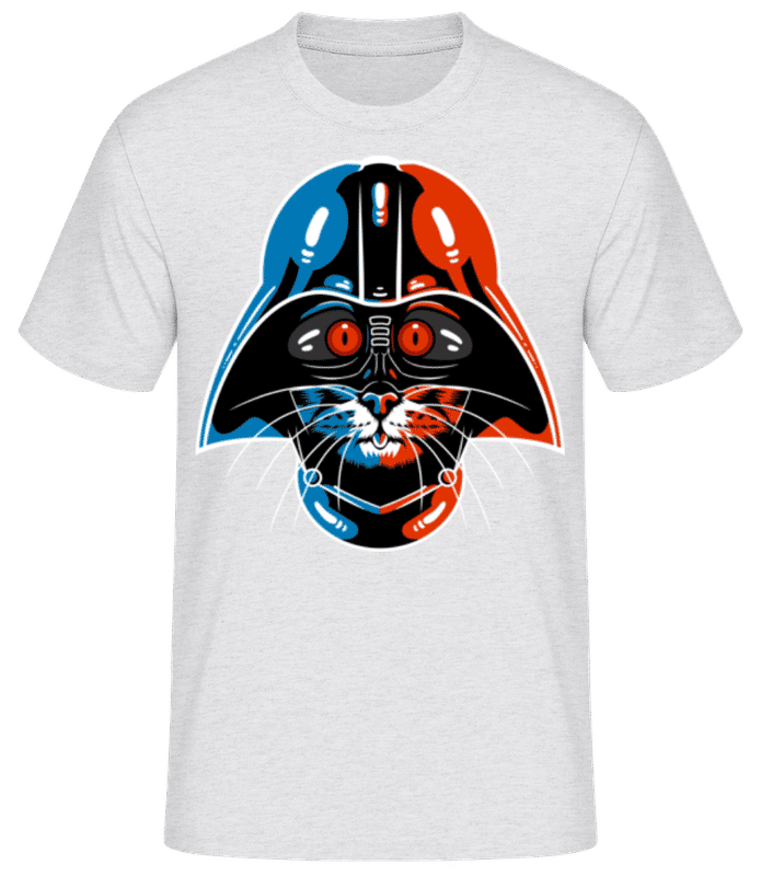 Náhled: Cat Vader - Pánské basic tričko - Melírově šedá - Napřed