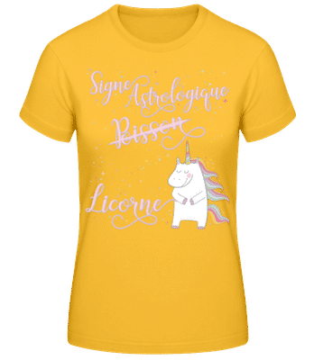 Signe Astrologique Licorne Poisson - T-shirt standard Femme - Jaune doré - Devant