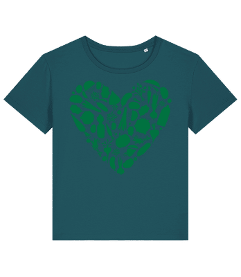 Vegetarisches Herz - Frauen Bio T-Shirt Stanley Stella 2.0 - Petrol - Vorne