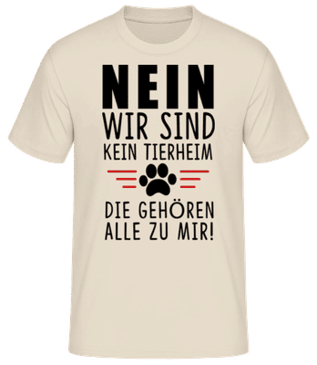 Wir Sind Kein Tierheim Katzen - Männer Basic T-Shirt - Creme - Vorne