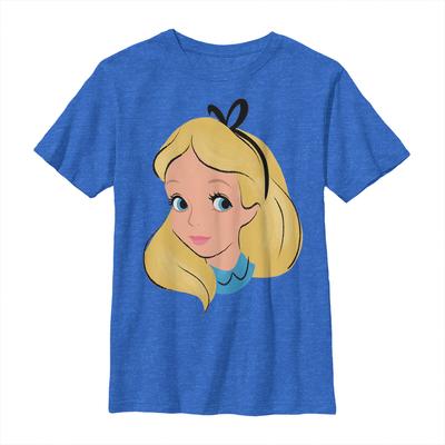 Disney - Alice in Wonderland - Alice Big Face - Kids T-Shirt - Heather royal blue - Front