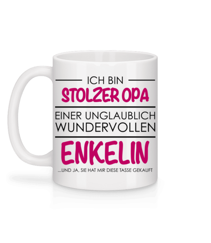 Vorschau: Stolzer Opa Enkelin - Tasse - Weiß - Hinten