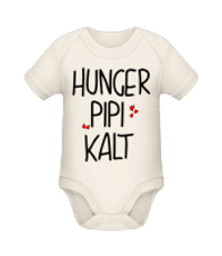 Hunger Pipi Kalt - Baby Bio Strampler - Creme - Vorne