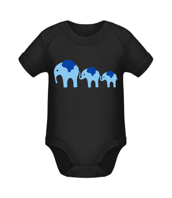 Elephants Family Baby - Organic Baby Body - Black - Front