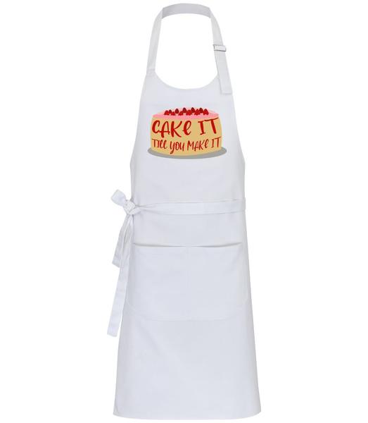 Aperçu: Cake It Till You Make It - Tablier professionnel - Blanc - Devant