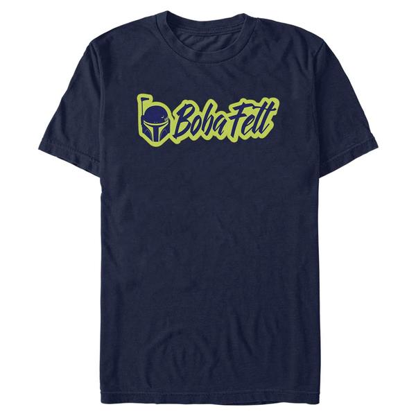 Aperçu: Star Wars - Book of Boba Fett - Boba Fett Calligraphy Logo - Homme T-shirt - Bleu marine - Devant
