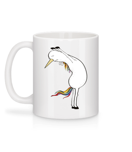 Vorschau: Yoga Einhorn Gestreckte Berghaltung - Tasse - Weiß - Hinten