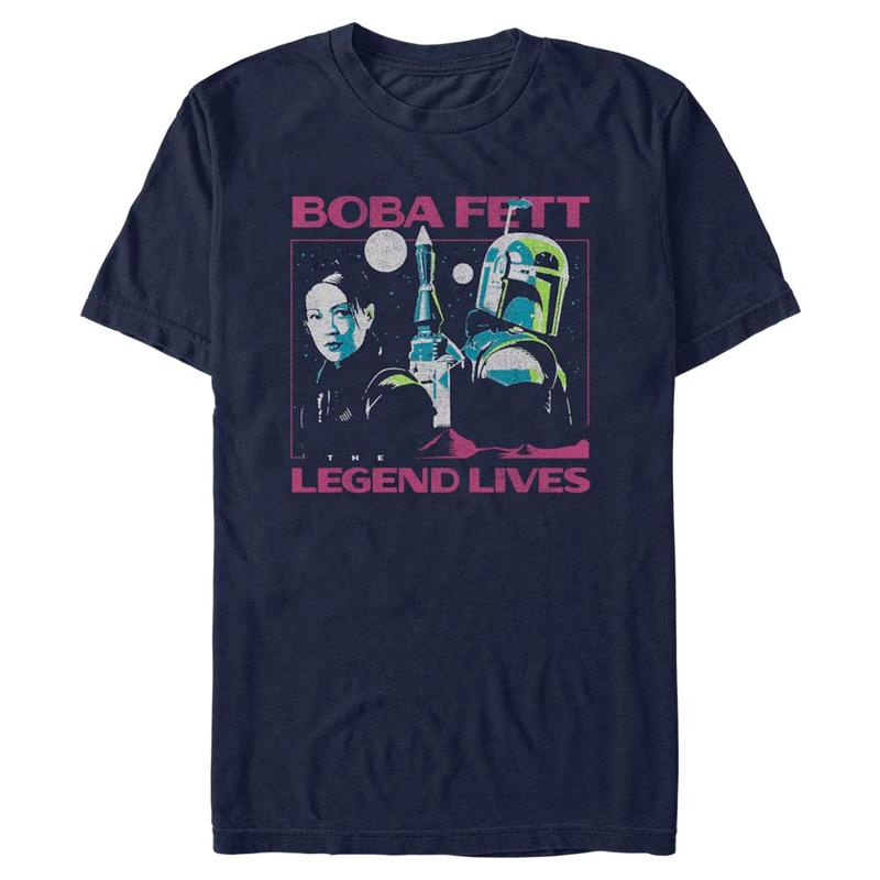 Vorschau: Star Wars - Book of Boba Fett - Boba Fett Legend Lives - Männer T-Shirt - Marine - Vorne