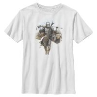 Star Wars - The Mandalorian - Mando & Child Walking Mando - Niños Camiseta - Blanco - delante