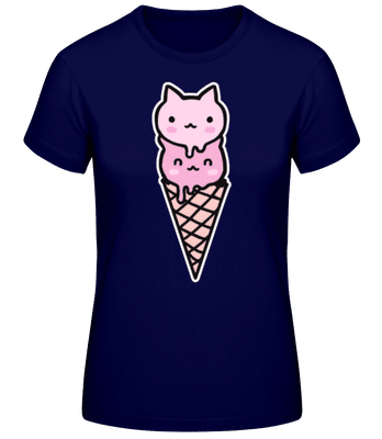 Little Kitten Ice Creme - Camiseta básica de mujer - Marino - delante
