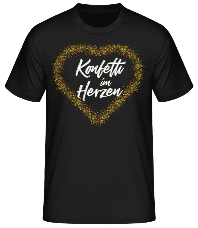 Vorschau: Konfetti Im Herzen - Männer Basic T-Shirt - Schwarz - Vorne