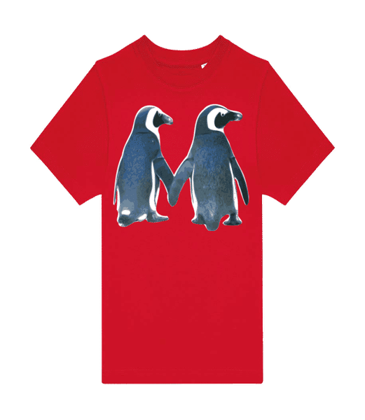 Aperçu: Couple de pingouins de retour - T-shirt homme B&C - Rouge - Devant
