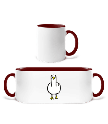 Stinkefinger Möwe - Tasse zweifarbig - Weiß / Bordeaux - Vorne