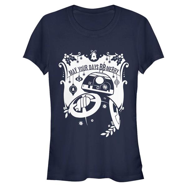Aperçu: Star Wars - Le Réveil de la Force - BB-8 BB Merry - Christmas - Femme T-shirt - Bleu marine - Devant
