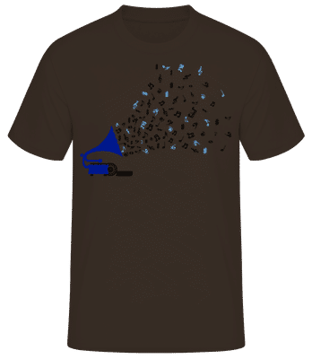 Musiknoten Grammofon - Männer Basic T-Shirt - Braun - Vorne