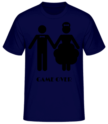 Game Over Wedding - Pánské basic tričko - Namořnická modrá - Napřed