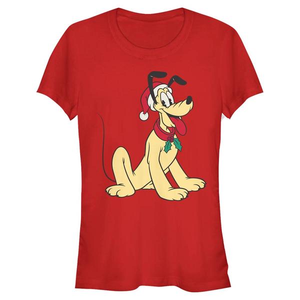 Preview: Disney Classics - Mickey Mouse - Pluto Hat - Christmas - Women's T-Shirt - Red - Front