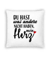 Du Hast Mein Herz - Kissen - Weiß - Vorne