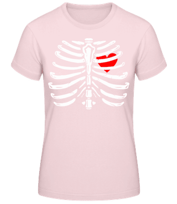 Squelette avec cœur - T-shirt standard Femme - Rose - Devant