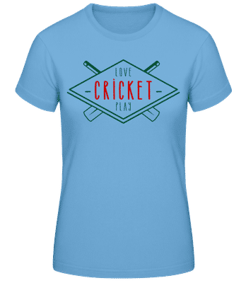 Love and Play Cricket - Dámské basic tričko - Světle modrá - Napřed