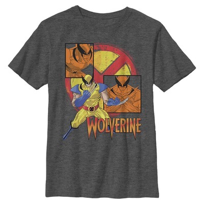 Marvel - Wolverine Claw Panels - Kinder T-Shirt - Anthrazit meliert - Vorne
