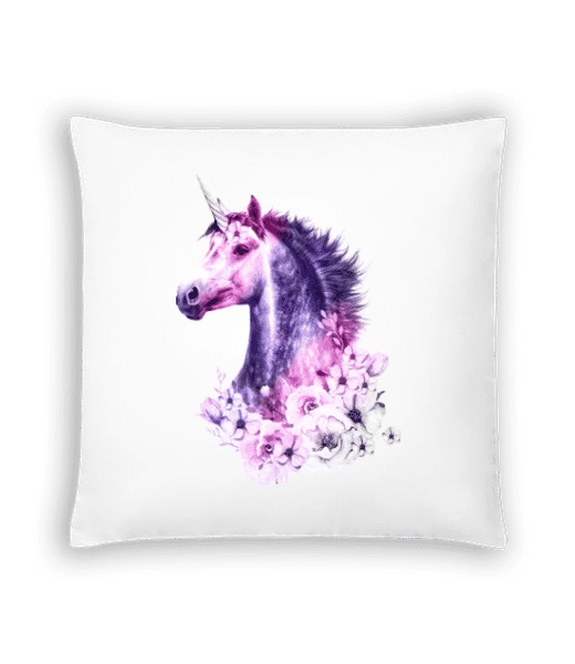 Aperçu: Licorne Fleurs - Coussin - Blanc - Devant