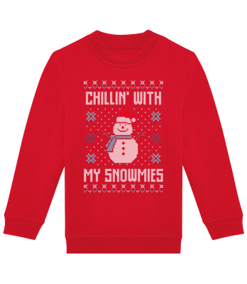 Chillin With My Snowmies - Sudadera estándar para niño/a - Rojo - delante