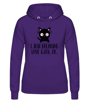 I Just Freaking Love Cats - Women's Hoodie - Purple - Front