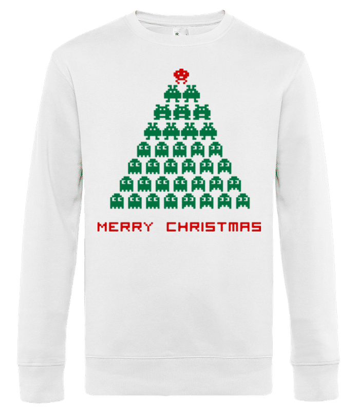 Vorschau: Merry Christmas Pixel Monster - Männer Standard Pullover - Weiß - Vorne