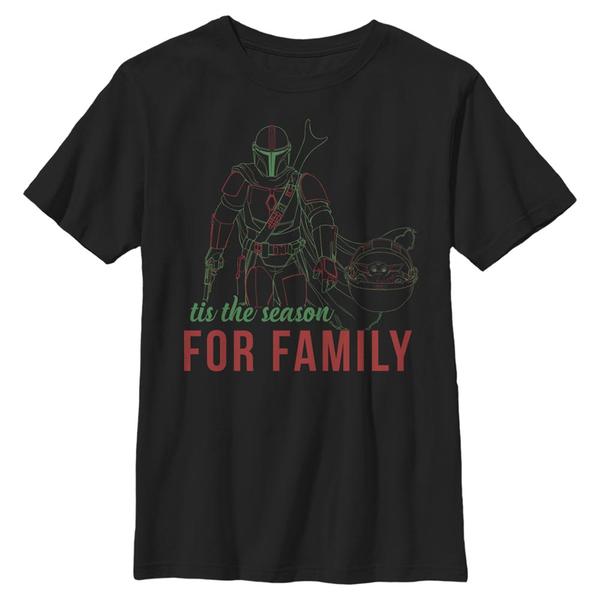 Aperçu: Star Wars - The Mandalorian - Mandalorian & the Child Family Time - Christmas - Enfant T-shirt - Noir - Devant