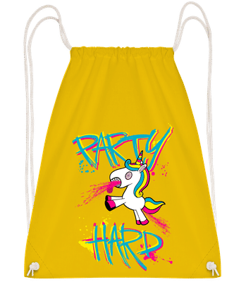 Party Hard Unicorn - Drawstring batoh so šnúrkami - Žltá - Predné