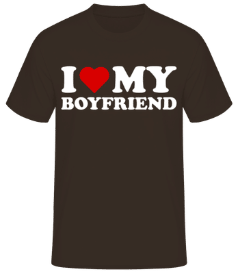 I Love My Boyfriend - Männer Basic T-Shirt - Braun - Vorne