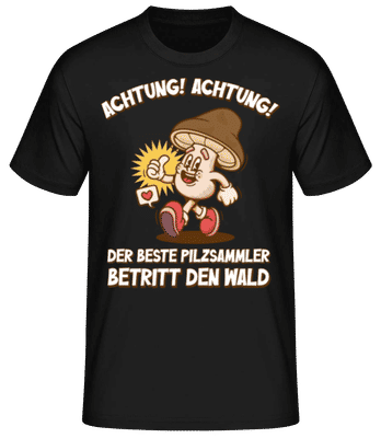 Der Beste Pilzsammler - Männer Basic T-Shirt - Schwarz - Vorne