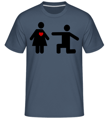 Woman And Man With Heart Logo -  Shirtinator Men's T-Shirt - Denim - Front