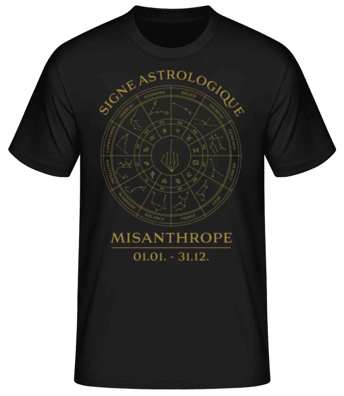Aperçu: Signe Astrologique Misanthrope - T-shirt standard Homme - Noir - Devant