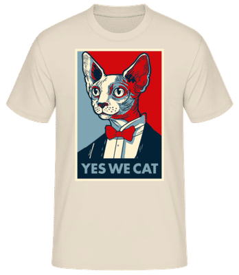 Yes We Cat - Men's Basic T-Shirt - Cream - Front