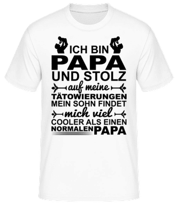 Papa Tattoos Sohn - Männer Basic T-Shirt - Weiß - Vorne