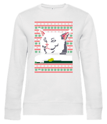 Ugly Cat Christmas - Frauen Standard Pullover - Weiß - Vorne