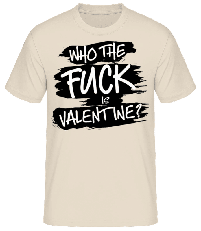 Náhled: Who The Fuck Is Velentine - Pánské basic tričko - Krémová - Napřed