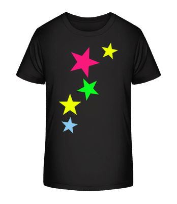 Colorful Stars - Kid's Organic T-Shirt Stanley Stella 2.0 - Black - Front