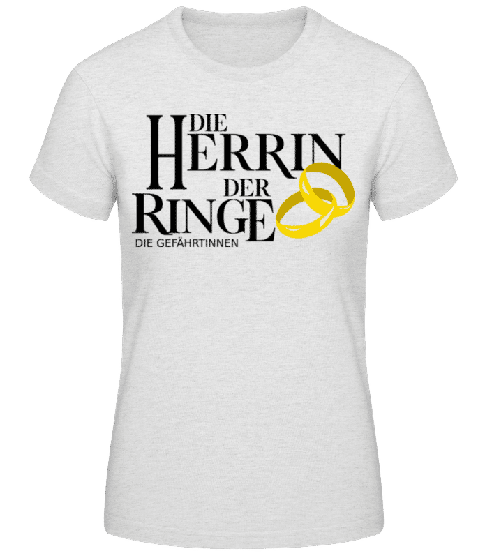 Vorschau: Die Herrin Der Ringe Gefährtinnen - Frauen Basic T-Shirt - Grau meliert - Vorne